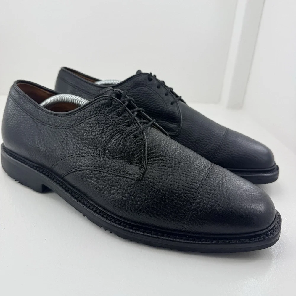 Allen Edmonds Becker Mens 10D Black Pebble Grain Leather Cap Toe Oxford Shoes